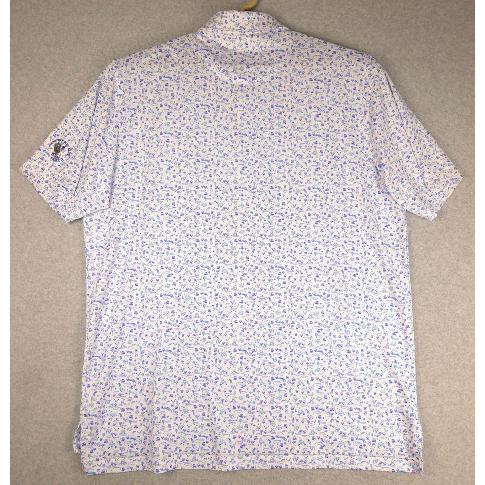 Peter Millar Summer Comfort Polo Mens XL White Blue Golf Print Eisenhower USAFA - Picture 6 of 8
